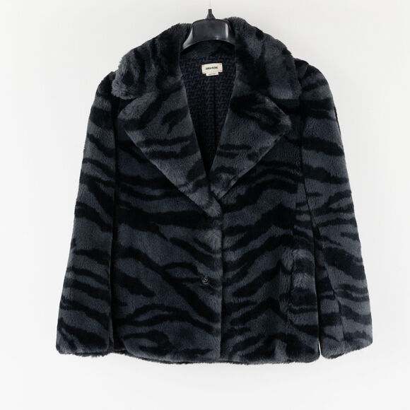Zadig & Voltaire Women Fera Tiger Print Faux Fur Coat Ferra Tiger Noir Size S - Picture 1 of 6